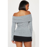Women's Off Shoulder Long Sleeve Top Elegant Solid Color Blouse Streetwear