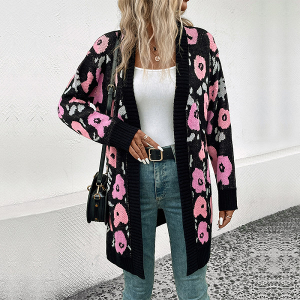 Solid Color Long Sleeve Jumper Women's Cardigan Sweater