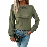 Solid Color Long Sleeve Women's Pullover Sweater