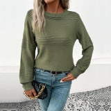 Solid Color Long Sleeve Women's Pullover Sweater