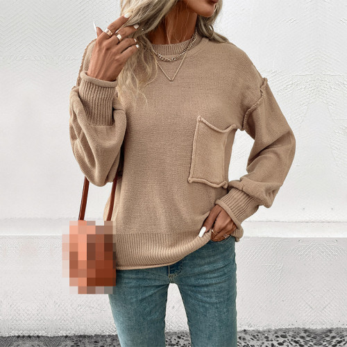 Autumn Solid Color Long Sleeve Pullover Sweater