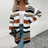 Color Block Long Sweater Cardigan
