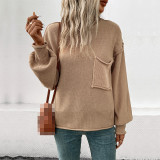 Autumn Solid Color Long Sleeve Pullover Sweater