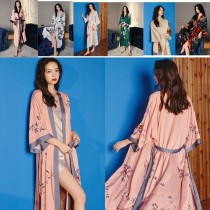 New Arrivals Women Home Wear Chiffon Printed Women Satin Robes