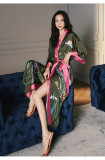 New Arrivals Women Home Wear Chiffon Printed Women Satin Robes