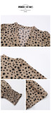 Solid Long Sleeve V Neck Leopard Print Tee