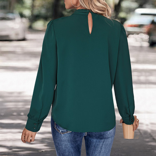 Solid Color Long Sleeve Pullover Shirt