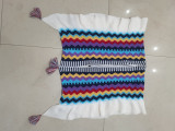 Multicolor Geometric Knit Tassel Cardigan