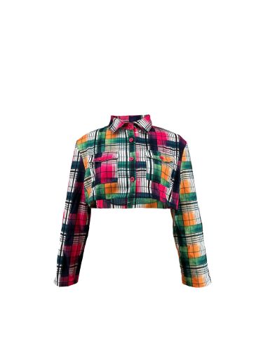 Autumn/Winter Lapel Single-breasted Gradient Crop Shirt Woolen Jacket