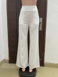 White Casual High Waisted Micro-flare Pants