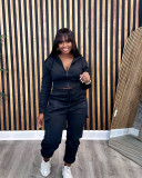 Casual Velvet Spliced Hoodie & Trousers Two-piece Sets