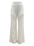 White Casual High Waisted Micro-flare Pants