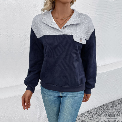 Two-tone Low-shoulder Sweatshirt with Flap Details