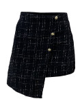 Casual High Waist Buttons Irregular Short A-line Skirt