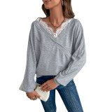 Contrast Lace Drop Shoulder Sweatshirt