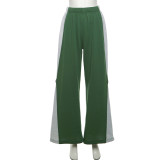 Contrasting Color Stitching Letter Print High-waist Drawstring Pants