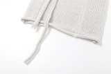 Knit Women 2 Piece Set Bandage Long Sleeve Turtleneck Collar Crop Tops+Mini Skirts Matching Streetwear Outfits