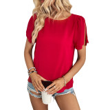 Summer New Fashion Red Women's Short Sleeve  Shirt