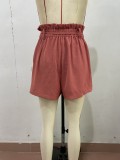 Women's Solid Color Frenulum Elastic Waist Shorts Pants