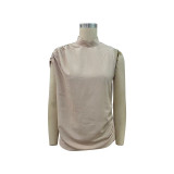 Solid Color Mid-collar Women's Tops