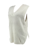 Women's V-Neck Knitted Sweater Vest Sleeveless Pullover Solid Color