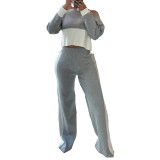 Patchwork Long Sleeve Fitted Trouser Sets