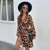 Allover Print Knot Side Wrap Dress
