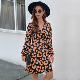 Allover Print Knot Side Wrap Dress