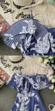 Boho Ruffle Vintage Floral Print Summer Off Shoulder Midi Long Dress Party Women Casual Spaghetti Strap Beach Holiday