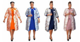 African Plus Size Women's Clothing Mom Clothes Printed Two Piece Midi Dress with Coat