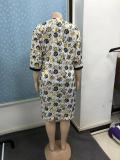 African Plus Size Women's Clothing Mom Clothes Printed Two Piece Midi Dress with Coat