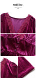Solid Color V Neck Velvet Knitted Long Dress
