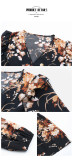 Floral Print Surplice Neck Ruffle Trim A Line Dress