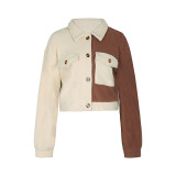 Color Block Stitching Fleece Outerwear Jackets