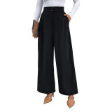 Fashion Work Pants Casual Solid High Waist Wide-leg Trousers