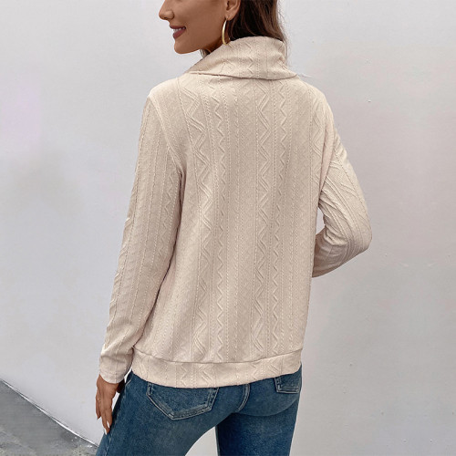 Amazon Solid Color Twist Turtleneck Textured Drawstring Sweatshirt
