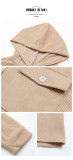 Solid Corduroy Drawstring Hooded Jacket Retro Cardigan with Pocket