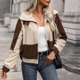 Pocket Cardigan 2023 Autumn/Winter Polar Fleece Zipper Contrast Color Jacket