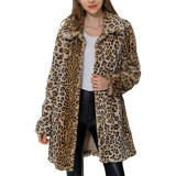 Faux Fur Coat Women Winter Fleece Jacket Leopard Warm Fluffy Parka Overcoat Fuzzy Outwear