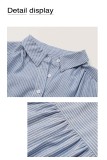 Striped Print Half Button Batwing Sleeve Shirt