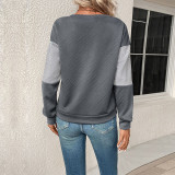Pullover Stitching Color Block Drop Shoulder Sweatshirt