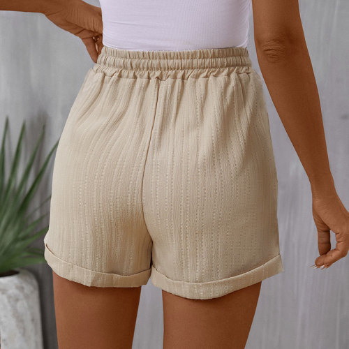 Casual Lace-up Elastic Waist Wide-leg Shorts