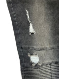 Motorcycle-style Stretch Denim Distressed Skinny Jeans