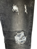 Motorcycle-style Stretch Denim Distressed Skinny Jeans