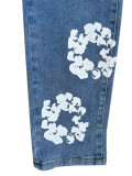 Floral Print Straight Leg Jeans