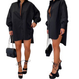 Casual Loose Shirt Dress Long Sleeve Fall Clothing for Women Birthday Outfits Button