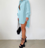 Casual Loose Shirt Dress Long Sleeve Fall Clothing for Women Birthday Outfits Button