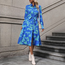Floral Print Belted Shirt Dress