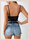 Hook And Eye Lace Insert Bustier Cami Bodysuit