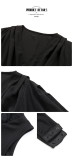 Simple Lantern Long Sleeve Bodysuit Top V Neck Rompers